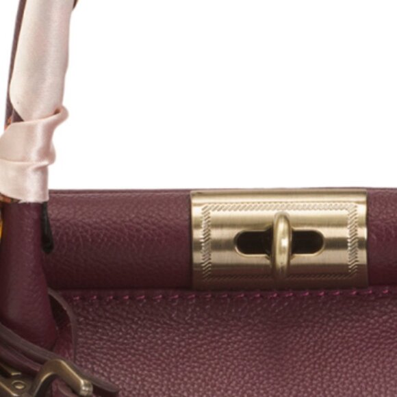 VIOLA CASTELLANI Made In Italy Leather Metal Top Frame Satchel With Scarf Handle - Picture 3 of 5